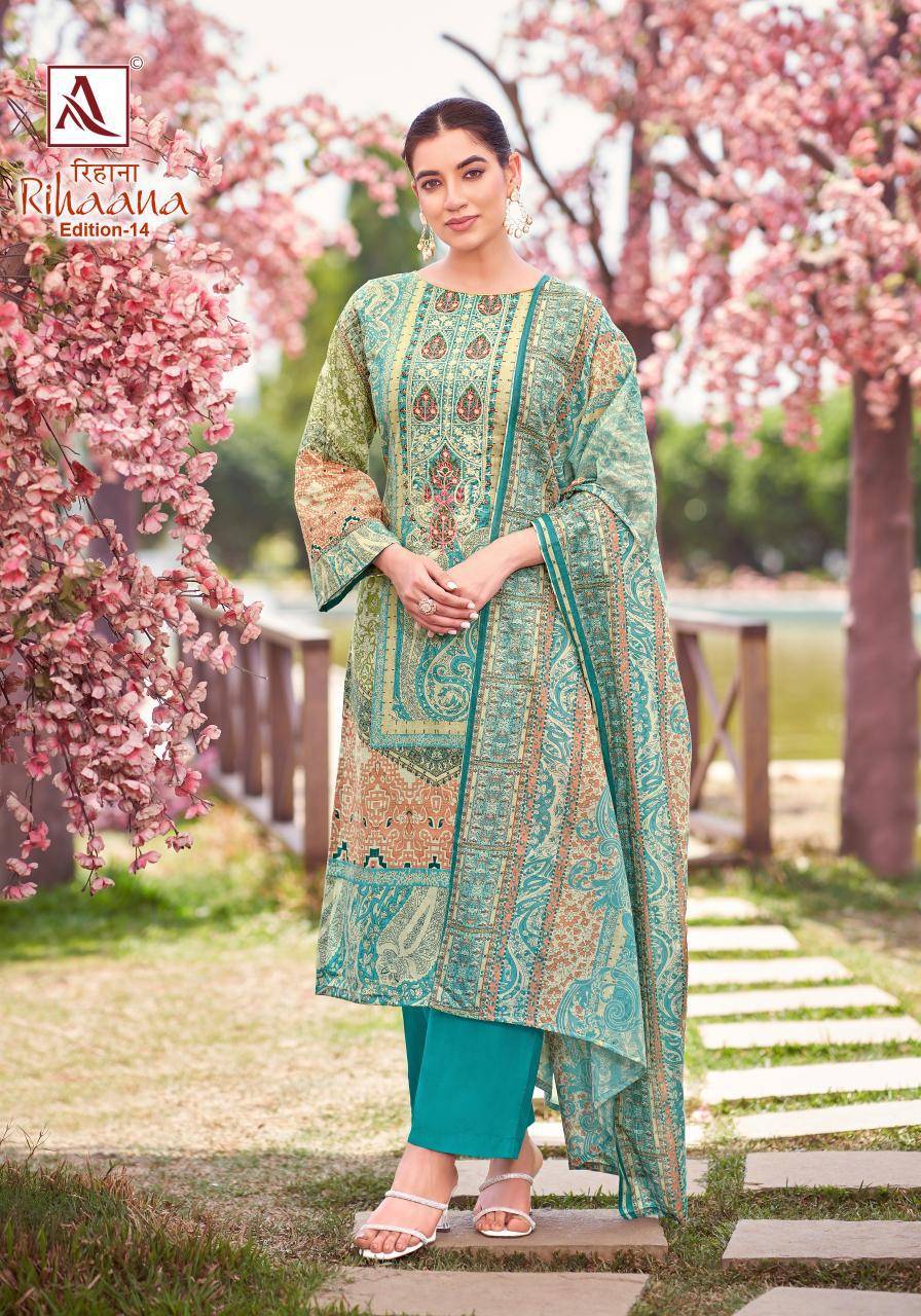 Alok suit rihaana 14 karachi cotton dress material wholesale